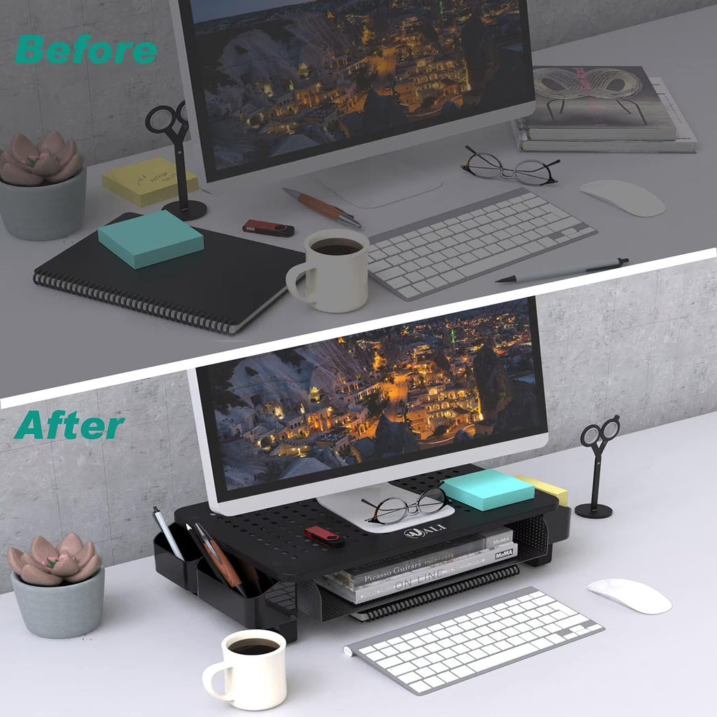 LUFF Monitor Stand Riser with Pullout Storage