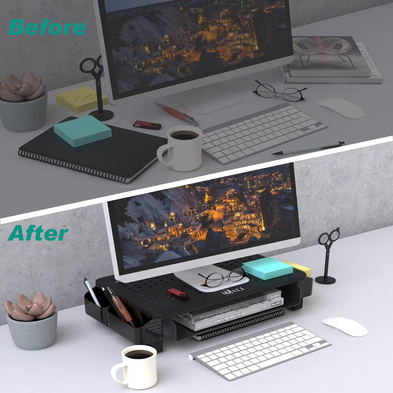 LUFF Monitor Stand Riser with Pullout Storage