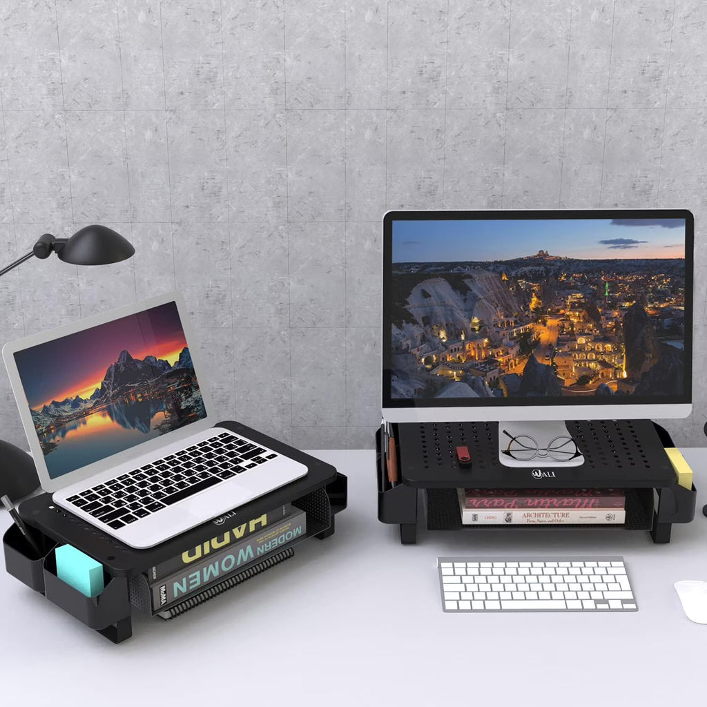LUFF Monitor Stand Riser with Pullout Storage