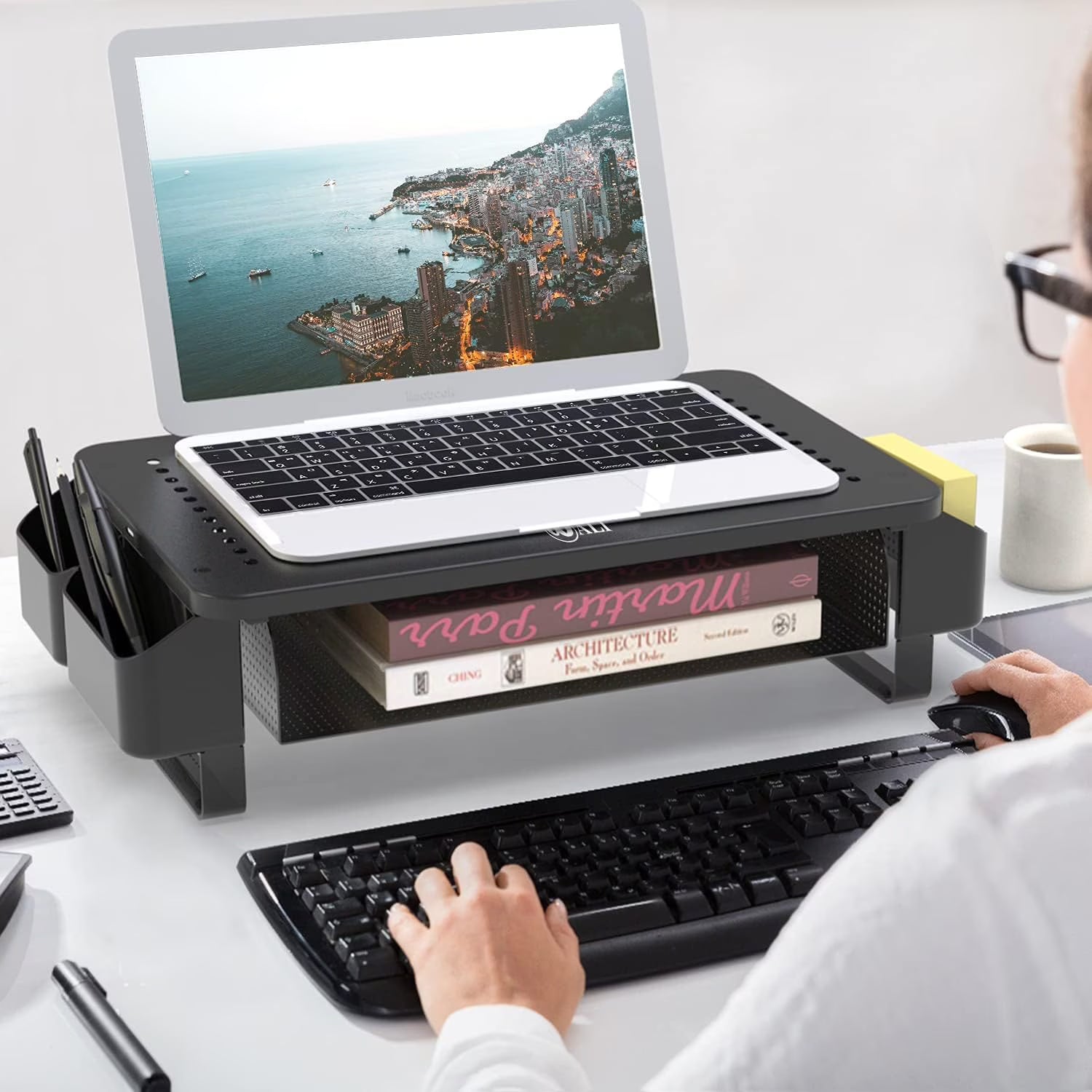 LUFF Monitor Stand Riser with Pullout Storage