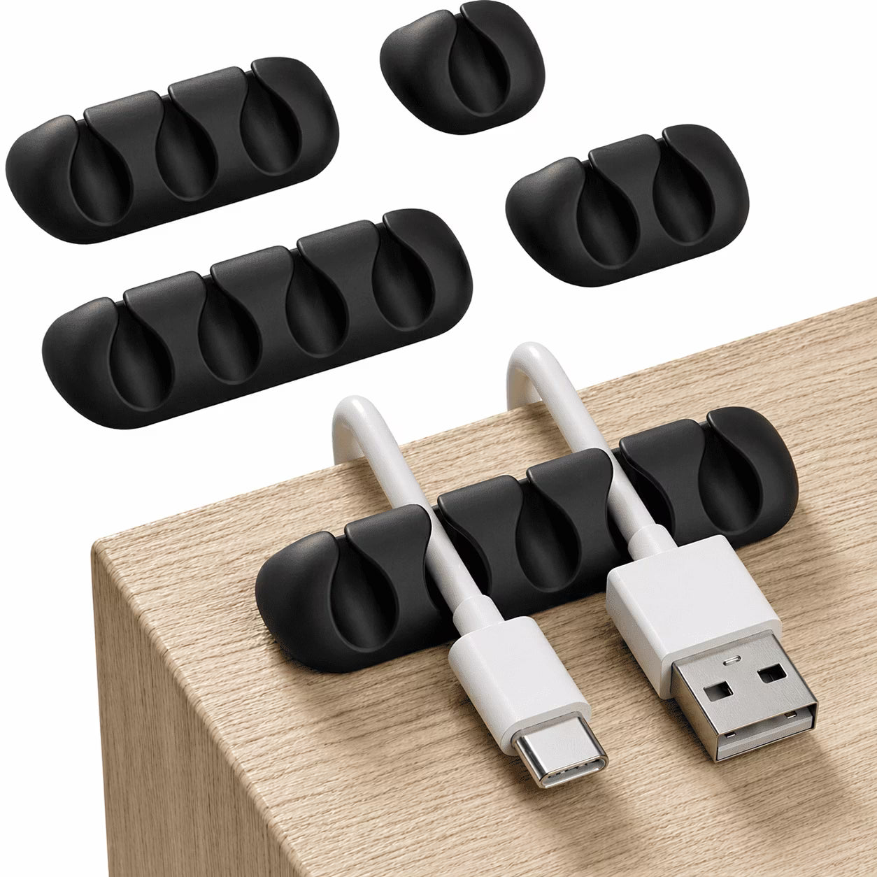 GLUIT Cord Organizer for Desk – 5 Pack Cable Management Clips