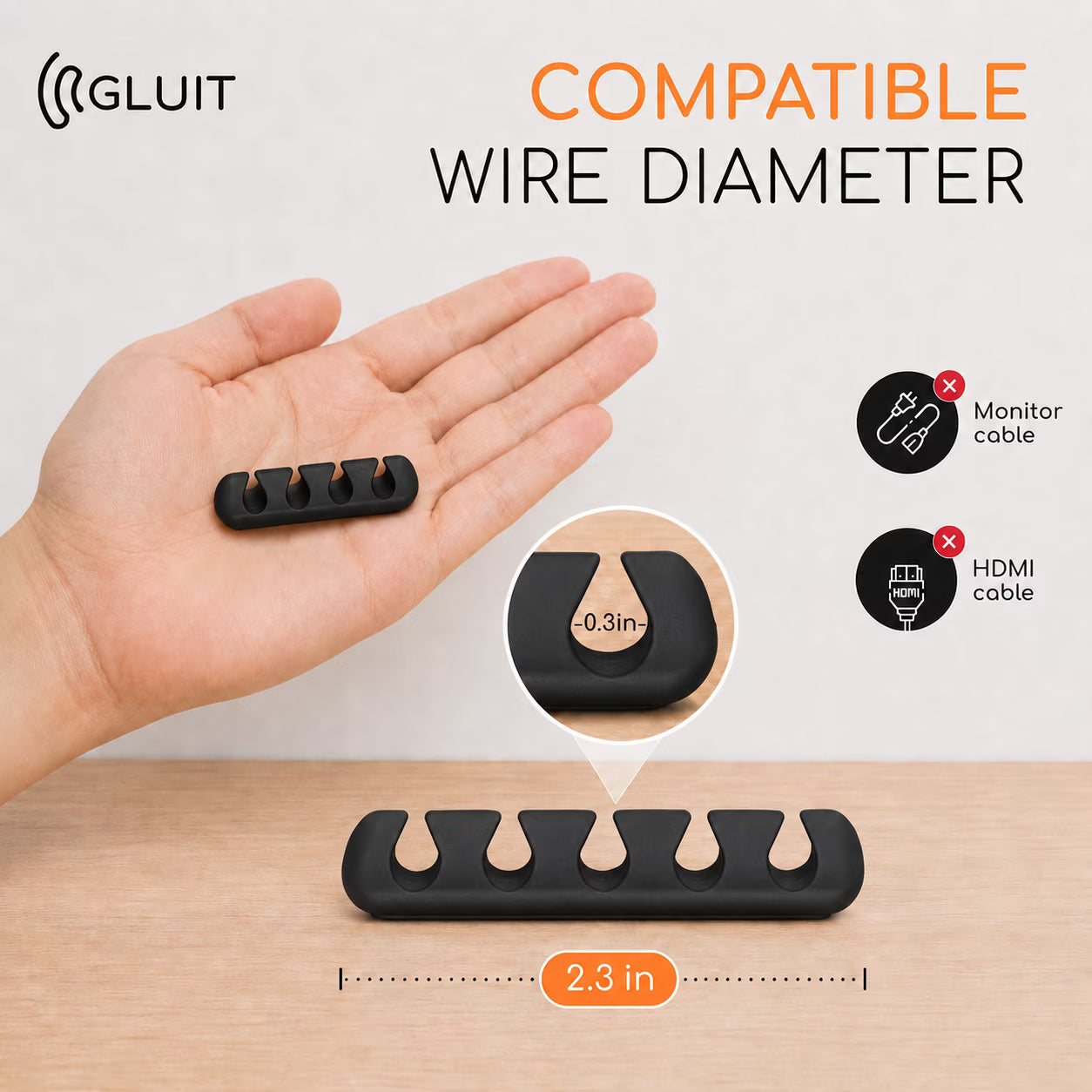 GLUIT Cord Organizer for Desk – 5 Pack Cable Management Clips