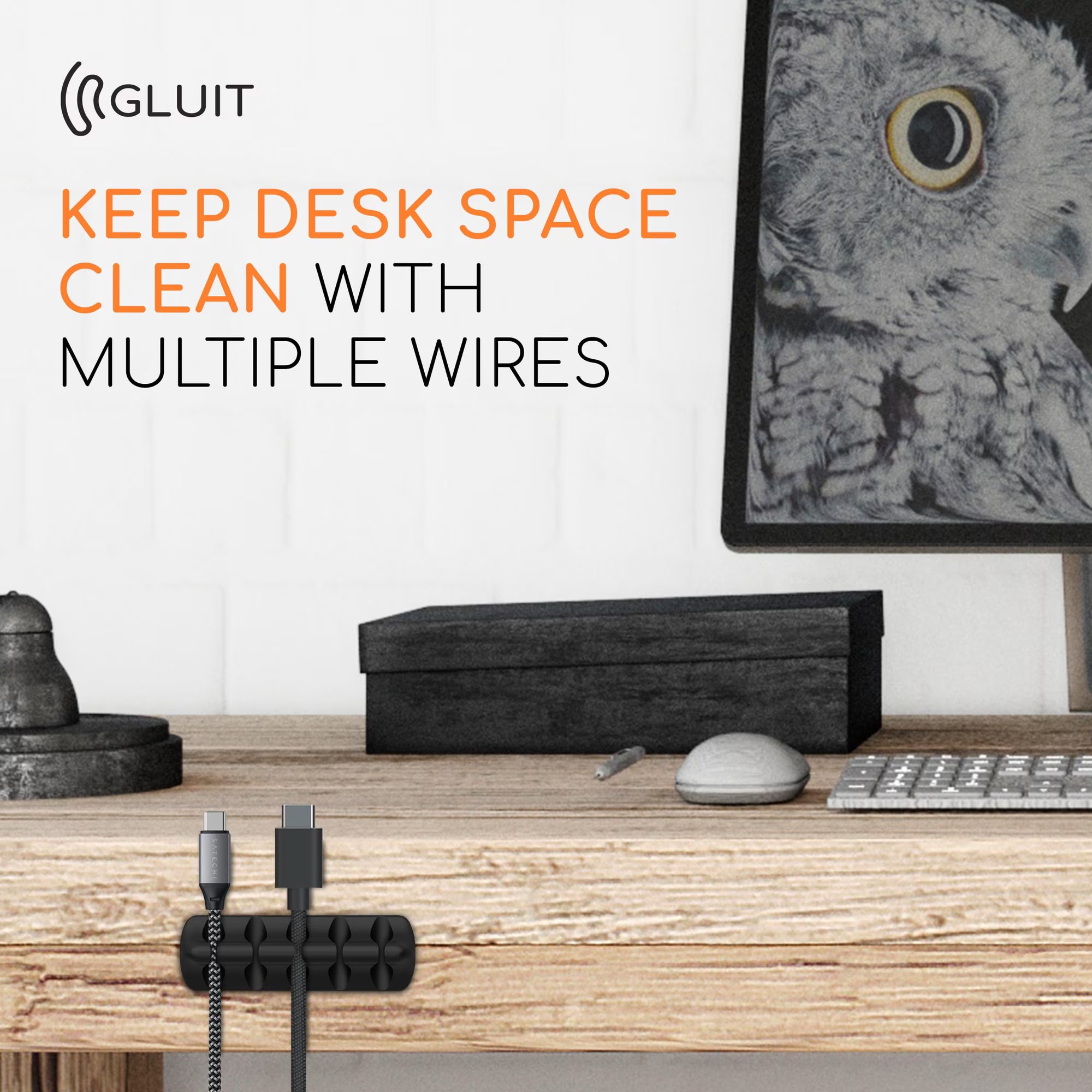GLUIT Cord Organizer for Desk – 5 Pack Cable Management Clips
