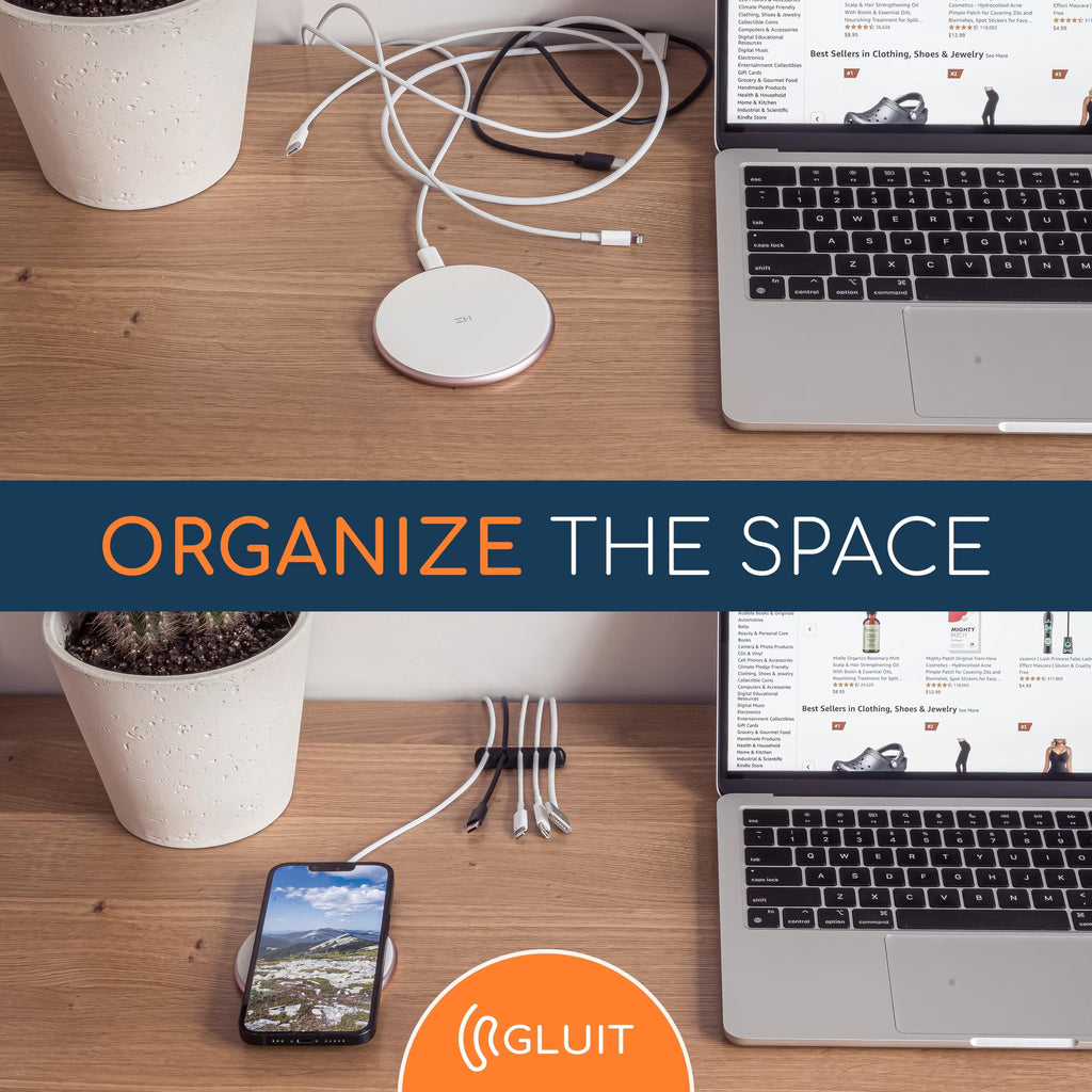GLUIT Cord Organizer for Desk – 5 Pack Cable Management Clips
