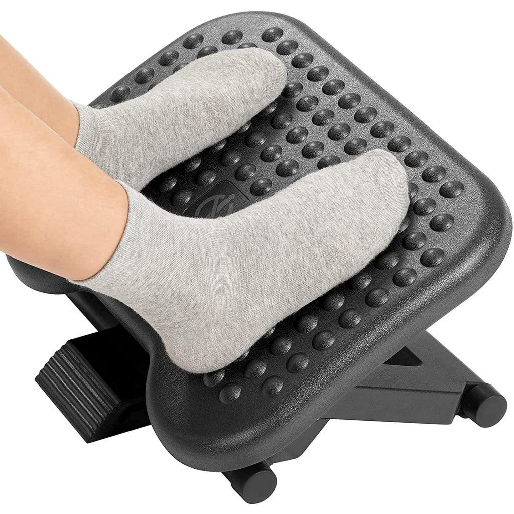 Adjustable Under Desk Footrest with Massage & 3 Height Positions
