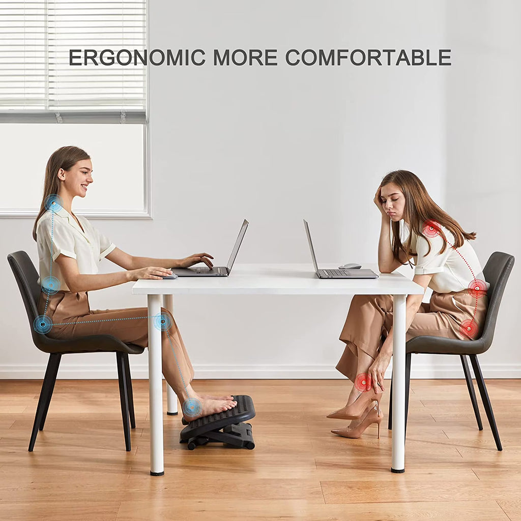 Adjustable Under Desk Footrest with Massage & 3 Height Positions