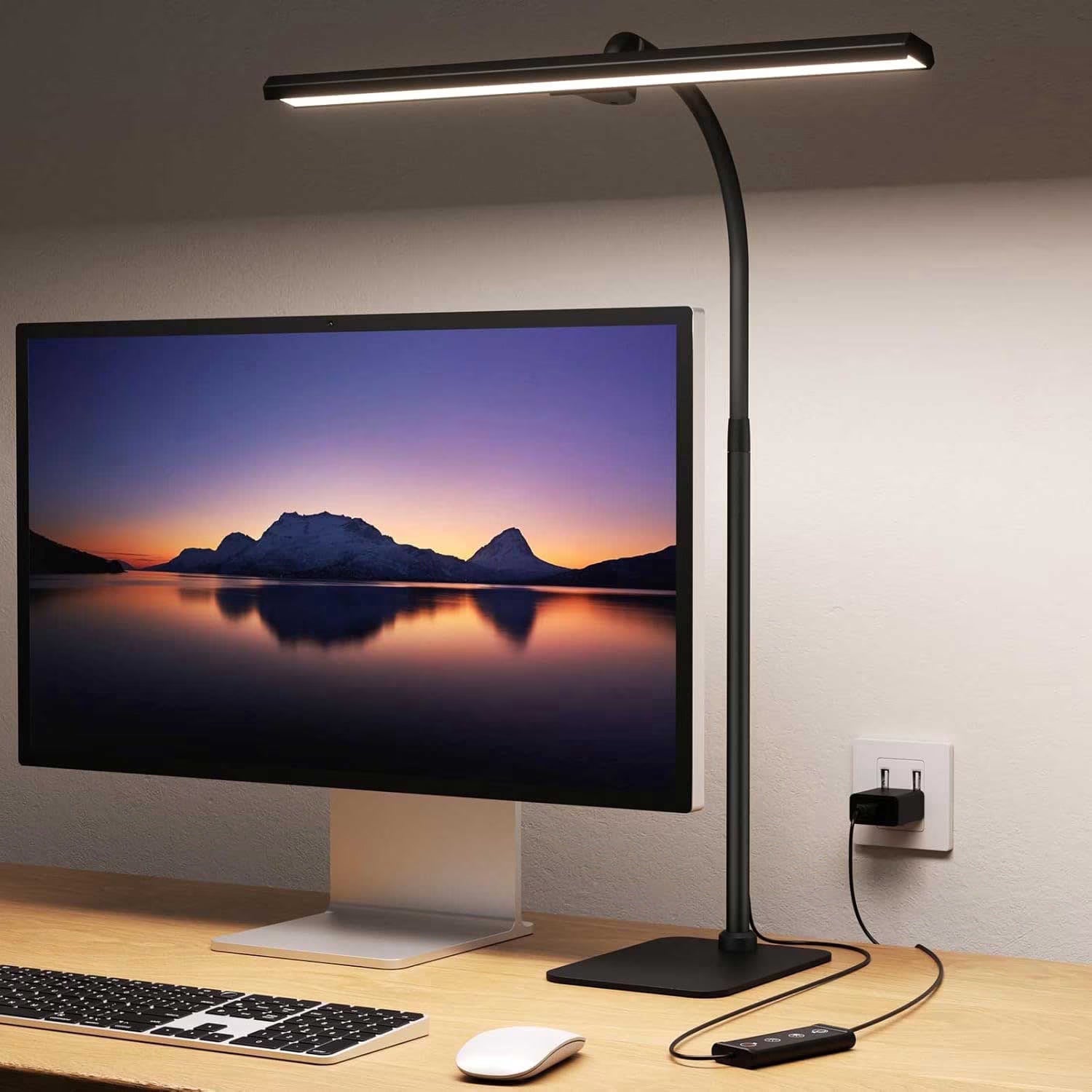 Lococo LED Desk Lamp with Gooseneck & Adjustable Brightness