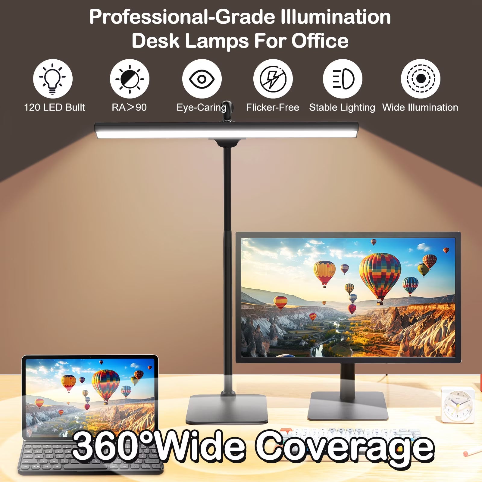 Lococo LED Desk Lamp with Gooseneck & Adjustable Brightness