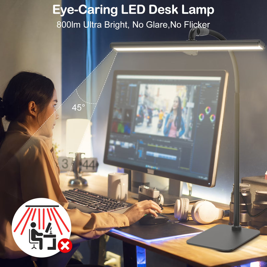 Lococo LED Desk Lamp with Gooseneck & Adjustable Brightness