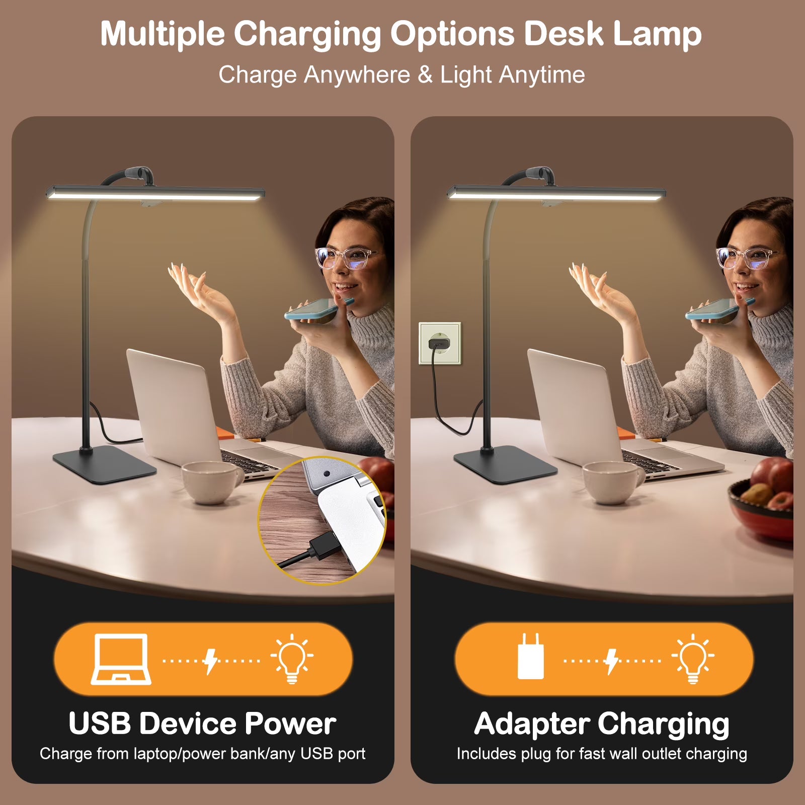 Lococo LED Desk Lamp with Gooseneck & Adjustable Brightness