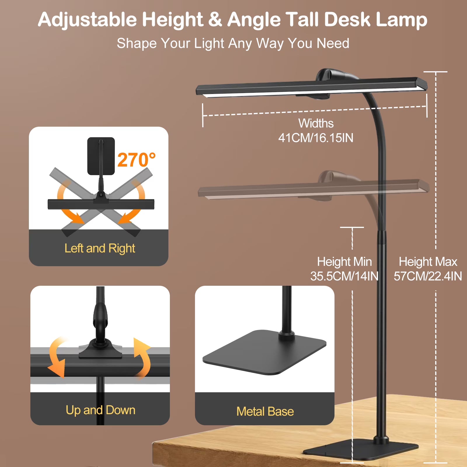 Lococo LED Desk Lamp with Gooseneck & Adjustable Brightness