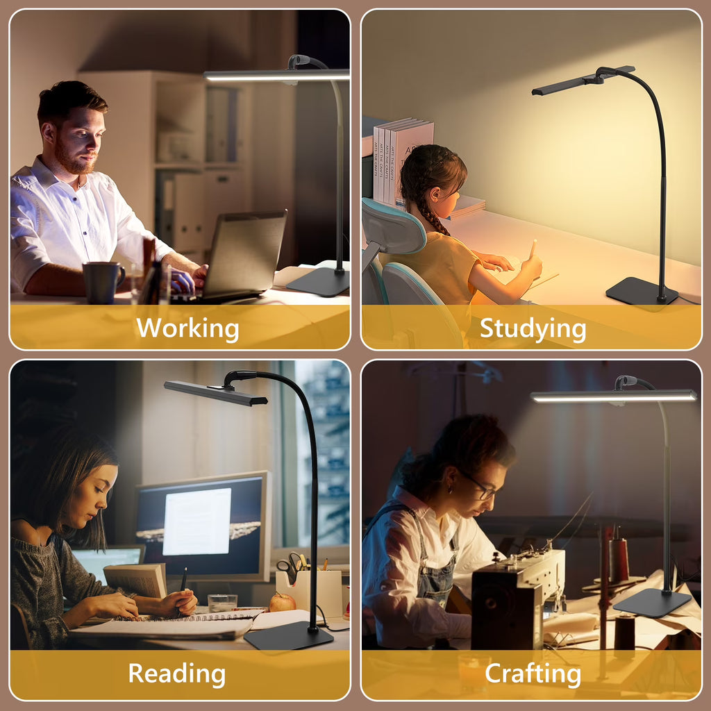 Lococo LED Desk Lamp with Gooseneck & Adjustable Brightness