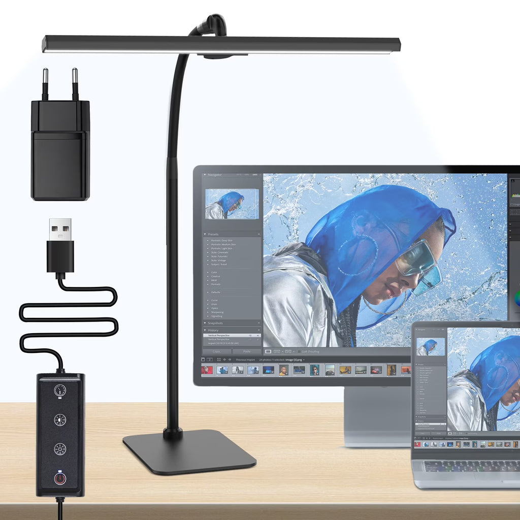 Lococo LED Desk Lamp with Gooseneck & Adjustable Brightness