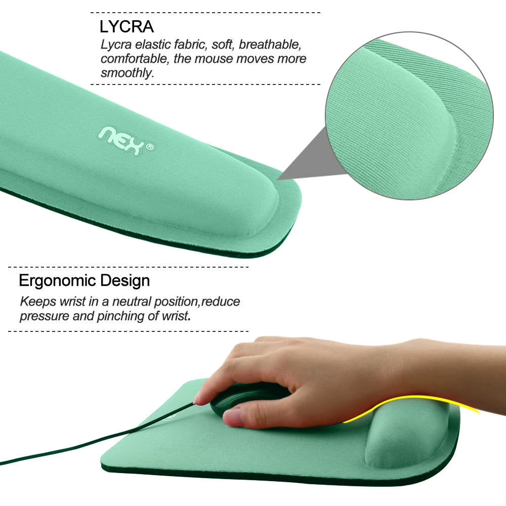 NEX Ergonomic Mouse Pad with Wrist Support (Mint Green)