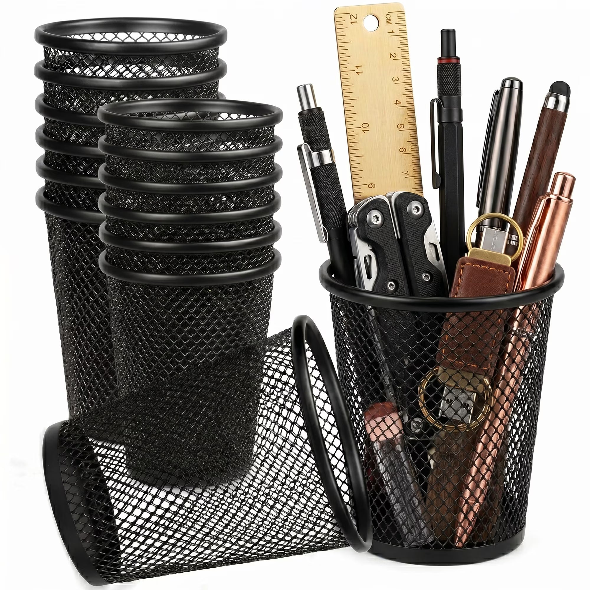 12-Pack Metal Pen Holder Desk Organizer