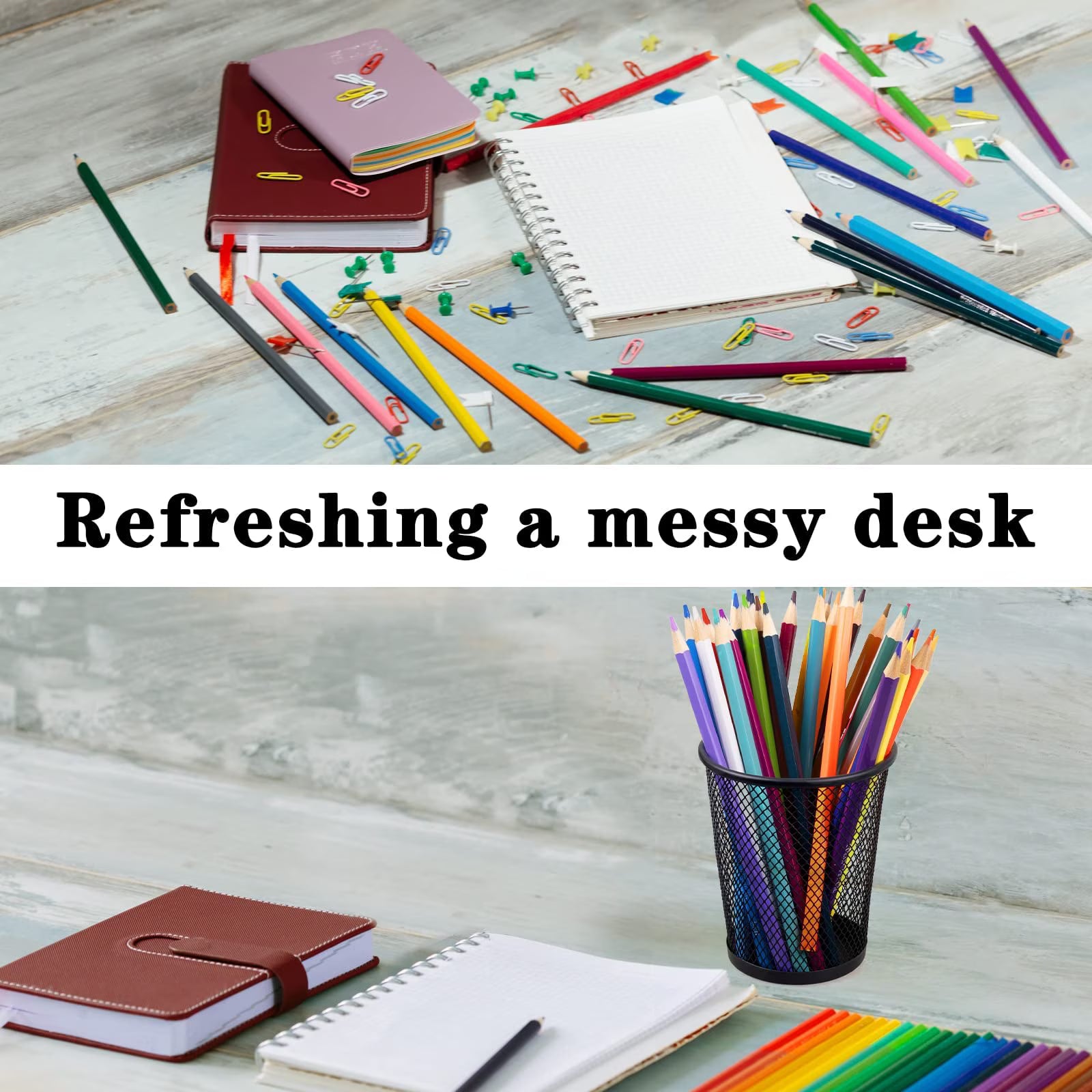 12-Pack Metal Pen Holder Desk Organizer