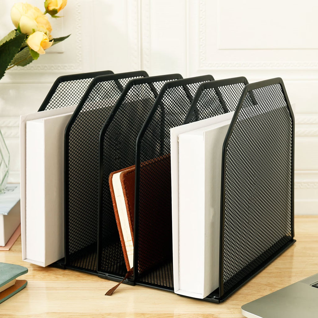 Lzvxtym Metal Vertical Desktop File Organizer (5–7 Sections)