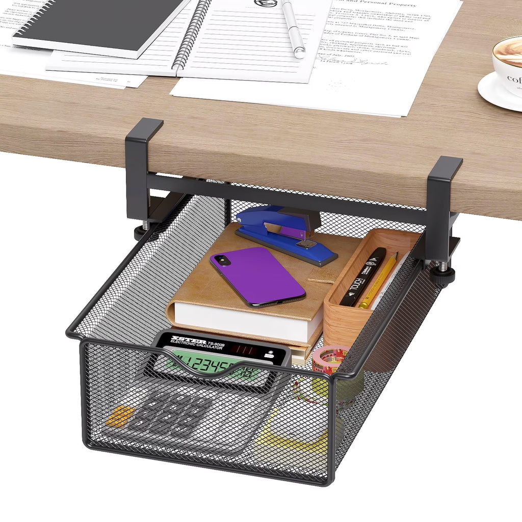 Mintazer Clamp-On Under Desk Organizer with Slide-Out Drawer