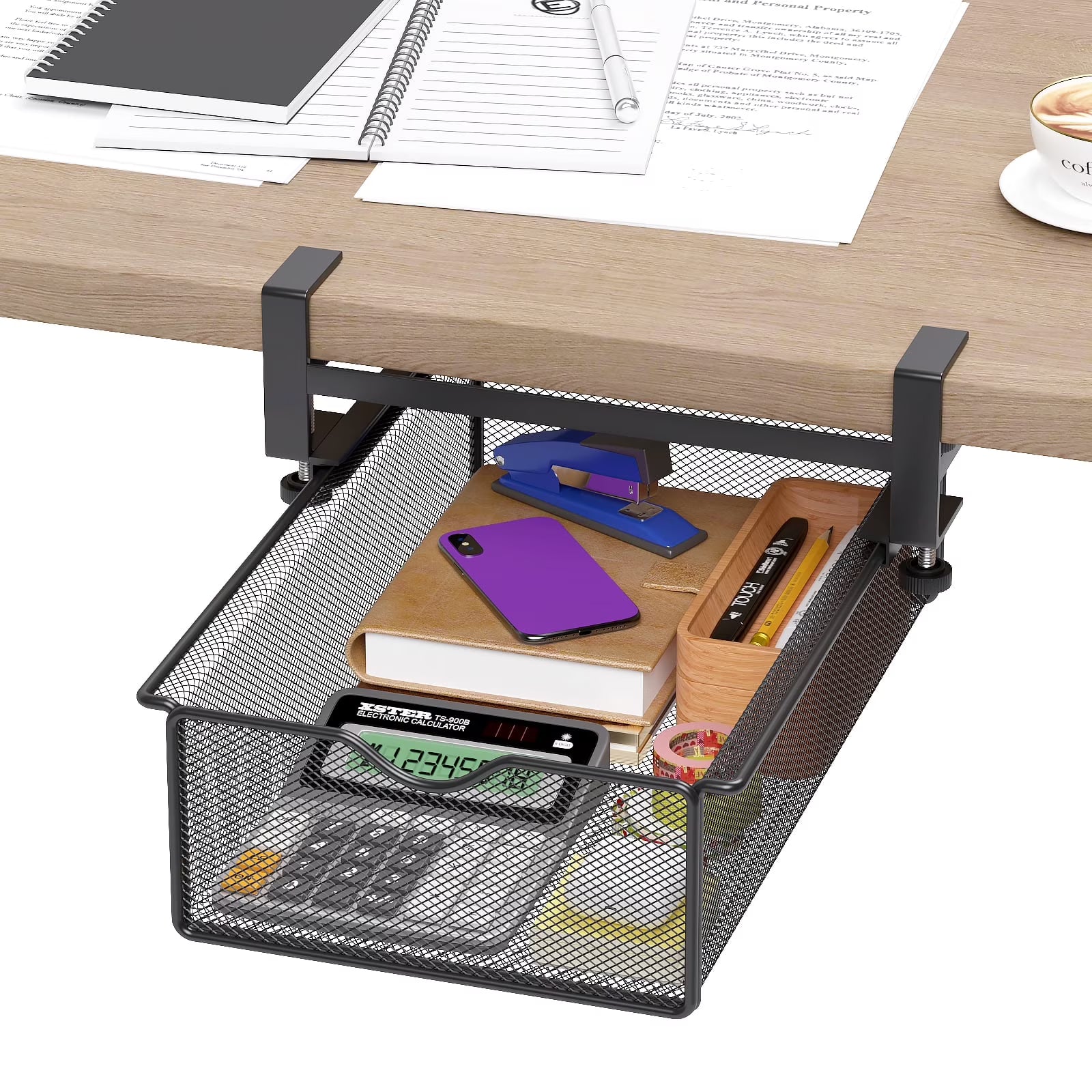 Mintazer Clamp-On Under Desk Organizer with Slide-Out Drawer