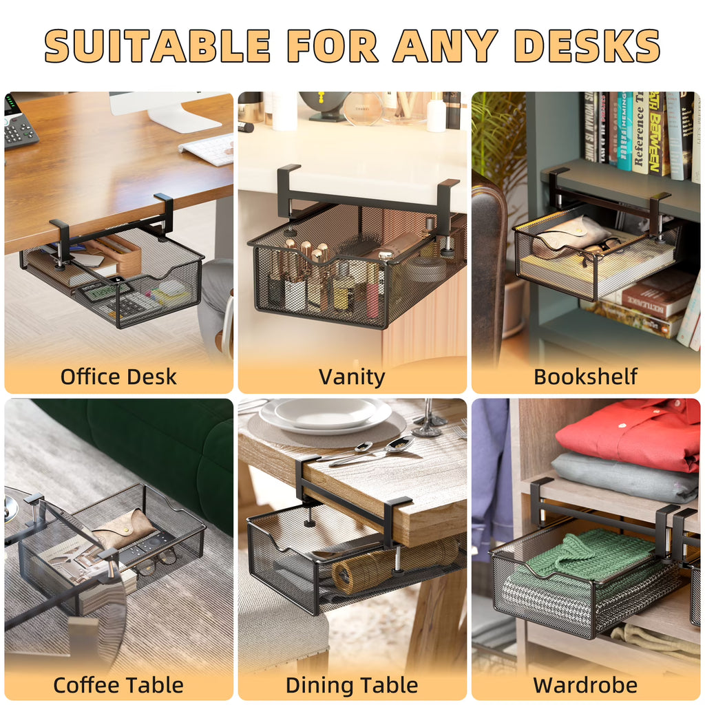 Mintazer Clamp-On Under Desk Organizer with Slide-Out Drawer