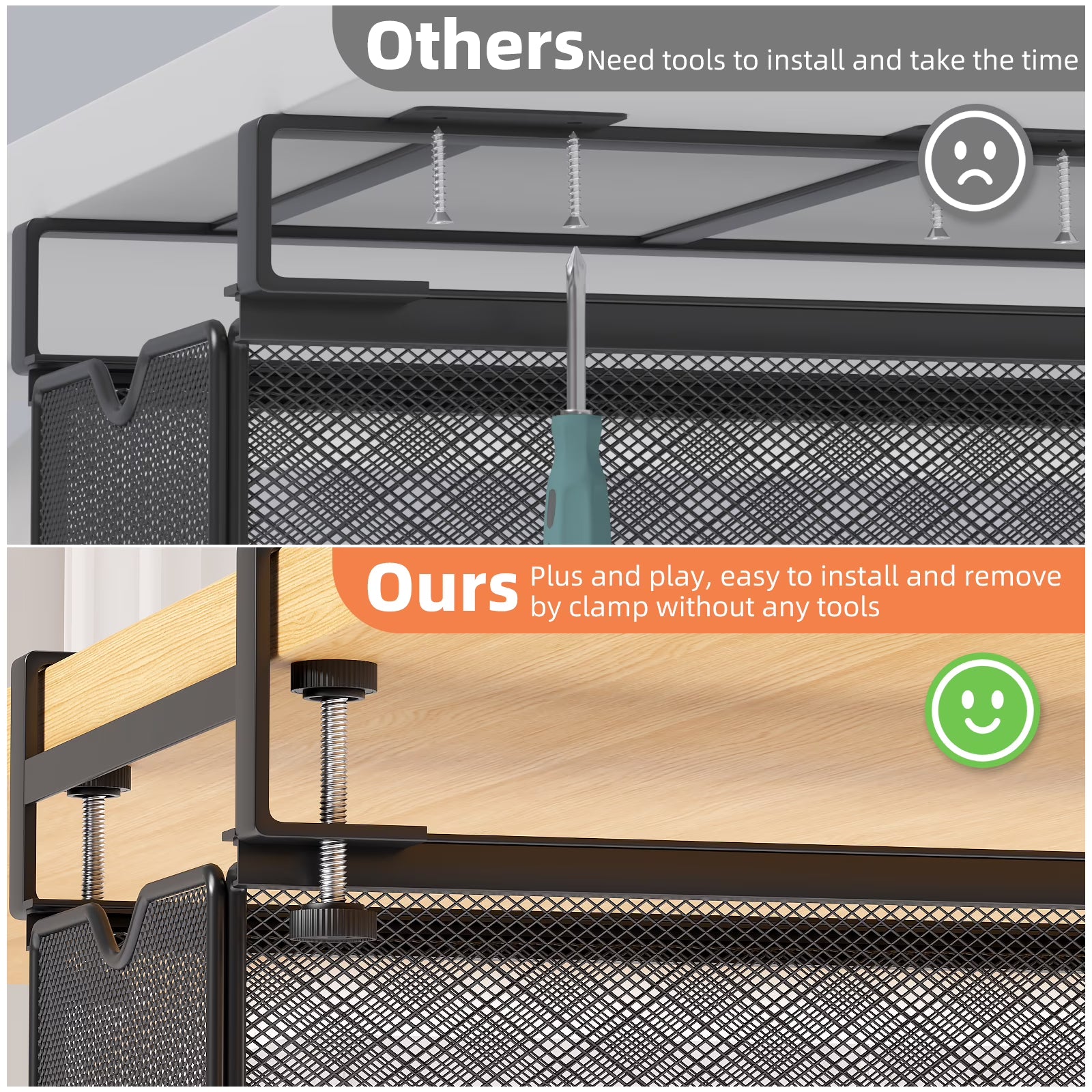 Mintazer Clamp-On Under Desk Organizer with Slide-Out Drawer